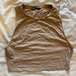 Zara Tan Sleeveless Crop Top